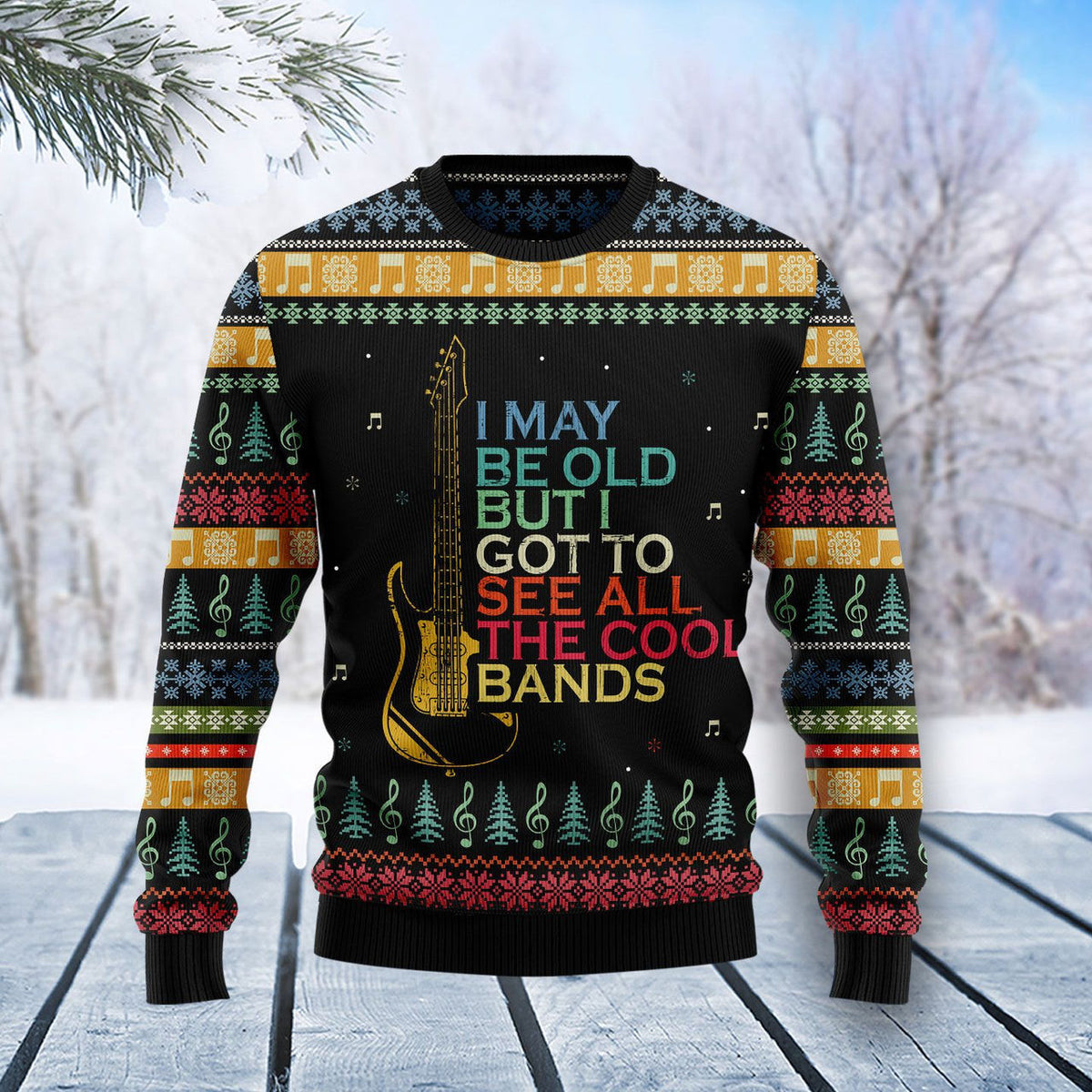 Guitar Old Vintage Ugly Christmas Sweater For Men & Women Adult