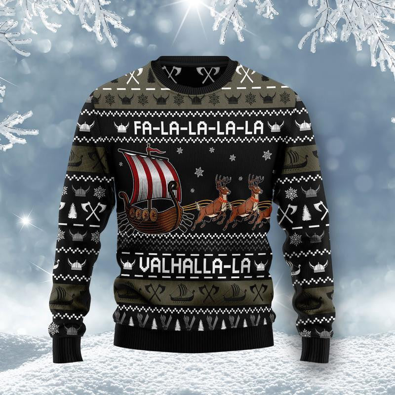 Fa-la-la-valhalla Viking Ugly Christmas Sweater For Men & Women