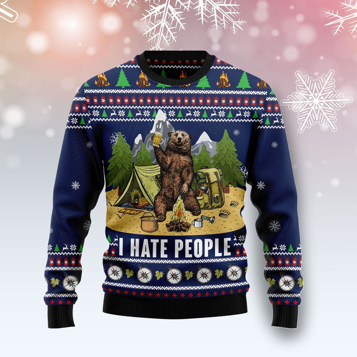 Camping I Hate People Ugly Christmas Sweater For Men & Women Adult