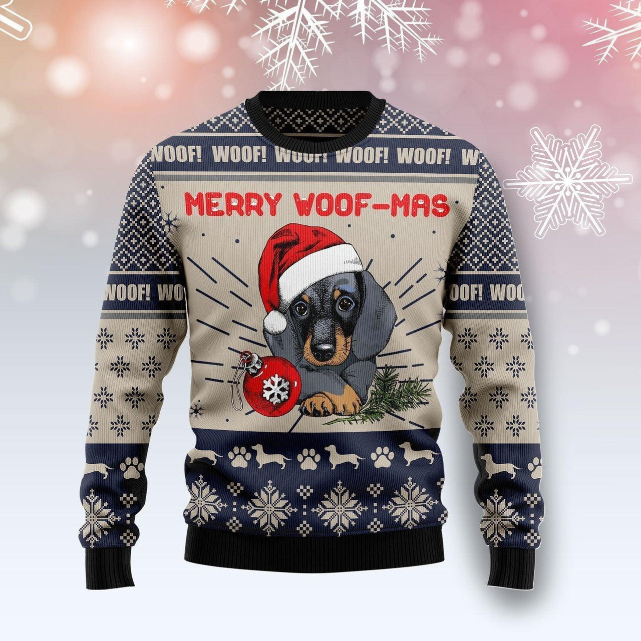 Dachshund Merry Woofmas Ugly Christmas Sweater For Men & Women Adult