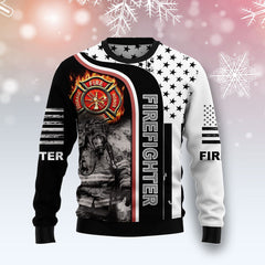 Firefighter Ugly Christmas Sweater For Men & Women Adult, Christmas Gift for Firefighter