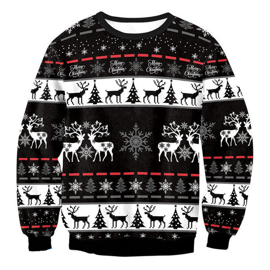 Merry Xmas Deer Couple Pattern Awesome Gift For Christmas Ugly Christmas Sweater