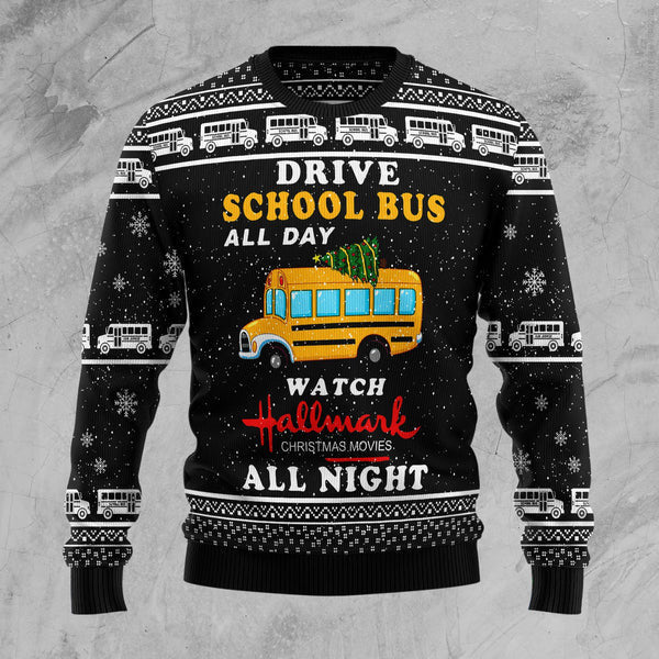 School Bus All Day Ugly Christmas Sweater for men and women