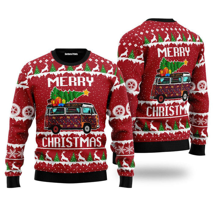 Hippie Car Merry Christmas Ugly Christmas Sweater For Men, women, Adult