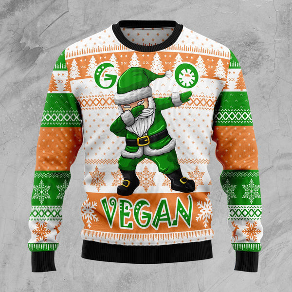 Go Vegan Ugly Christmas Sweater, Go Vegan 3D Printed Graphic Long Sleeve Sweatshirts