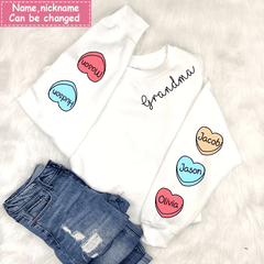 Lovely Sweet Heart Grandma Mom Kids Personalized 3D Sweater