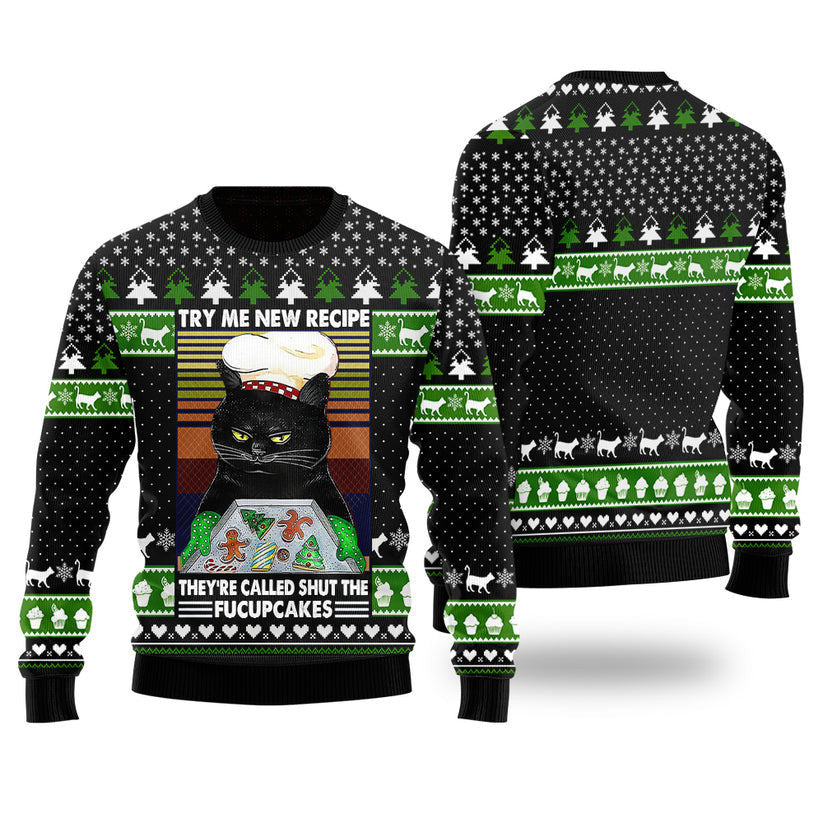 Cat Bakes Fucupcakes Funny Ugly Christmas Sweater Gift For Men & Women Adult