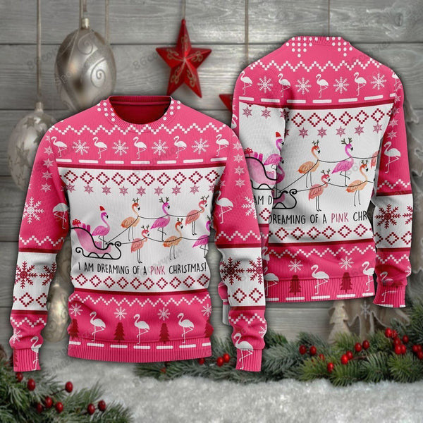 Pink Christmas Flamingo Santan Ugly Christmas Sweater For Men, women, Adult