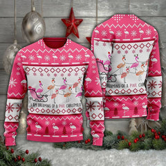 Pink Christmas Flamingo Santan Ugly Christmas Sweater For Men, women, Adult