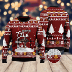 Christian beginswith christ ugly Christmas Sweater For Men & Women Adult