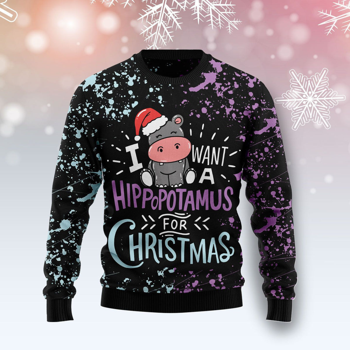 Hippo Christmas Ugly Christmas Sweater For Men & Women Adult