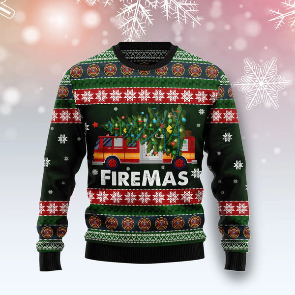 Firefighter Firemas ugly Christmas Sweater, Firefighter 3D Printed Graphic Long Sleeve Sweatshirts