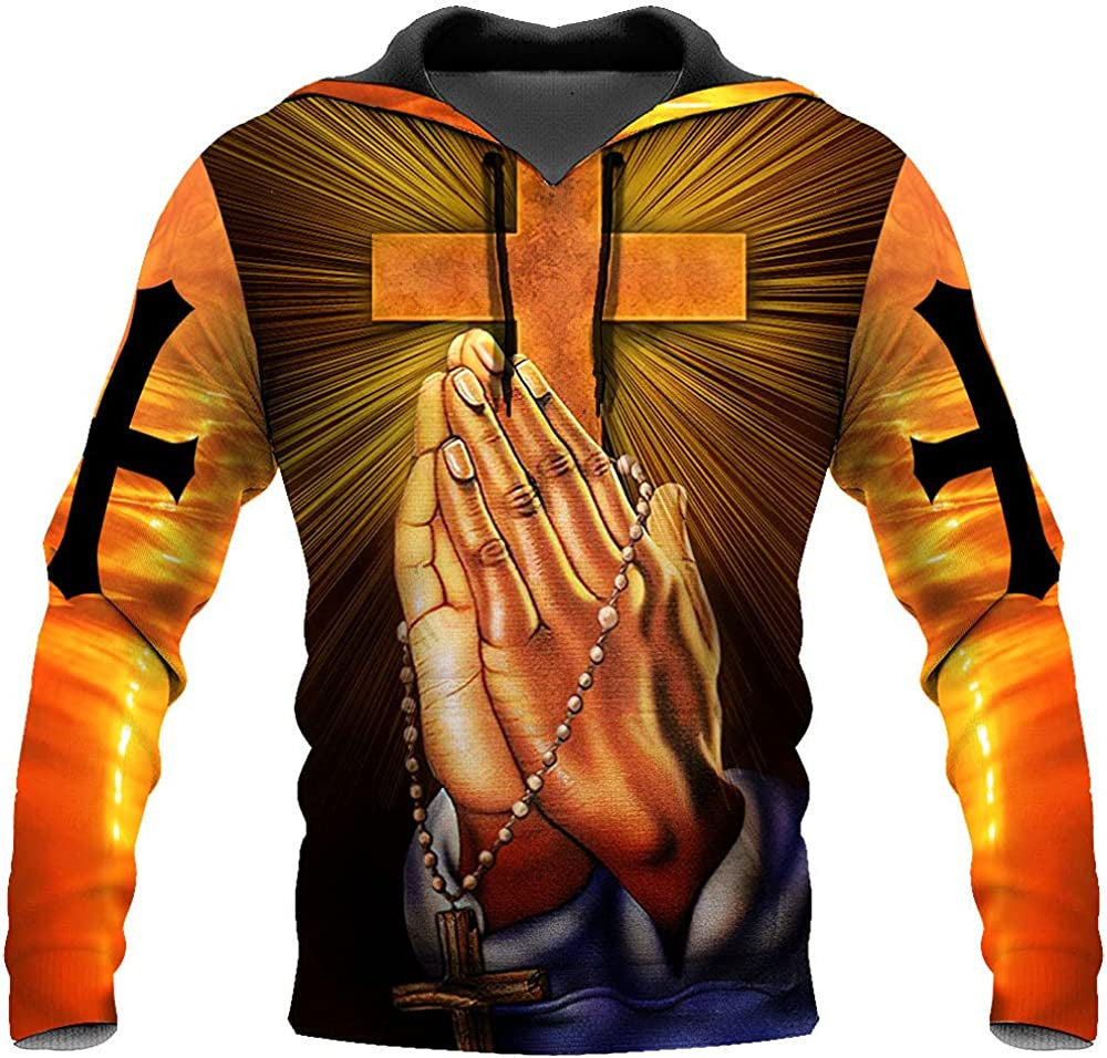 3D Christian Jesus Hoodies for Men Women Unisex Praying Hands Sweatshirt Pullover king Printed sweater