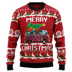 Hippie Car Merry Christmas Ugly Christmas Sweater, Christmas shirt