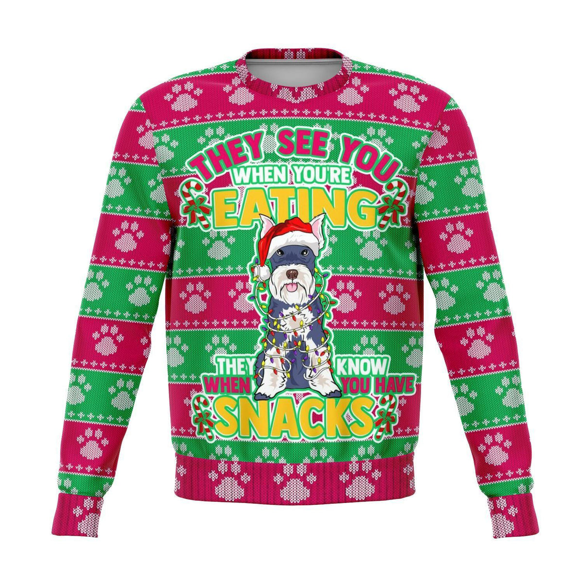 Schnauzer They Know When You Have Snacks Christmas Ugly Sweater