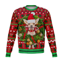 Chihuahua With Wreath Christmas Ugly Sweater