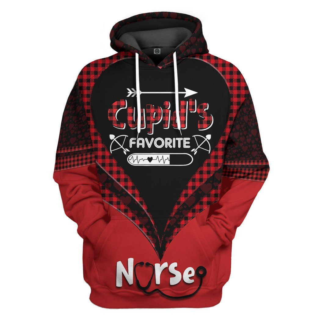 3D Cupid'S Favorite Nurse Valentine Custom Hoodie Apparel