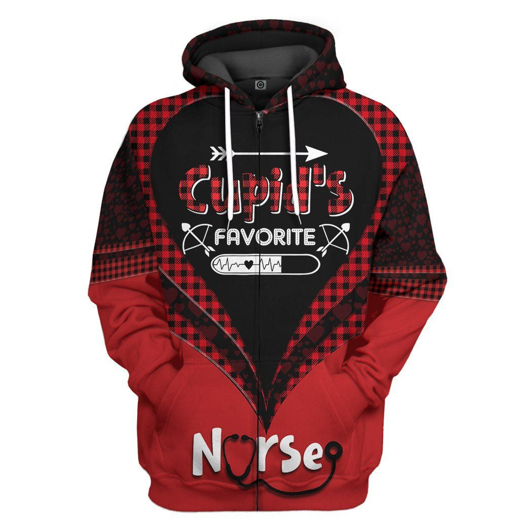 3D Cupid'S Favorite Nurse Valentine Custom Hoodie Apparel