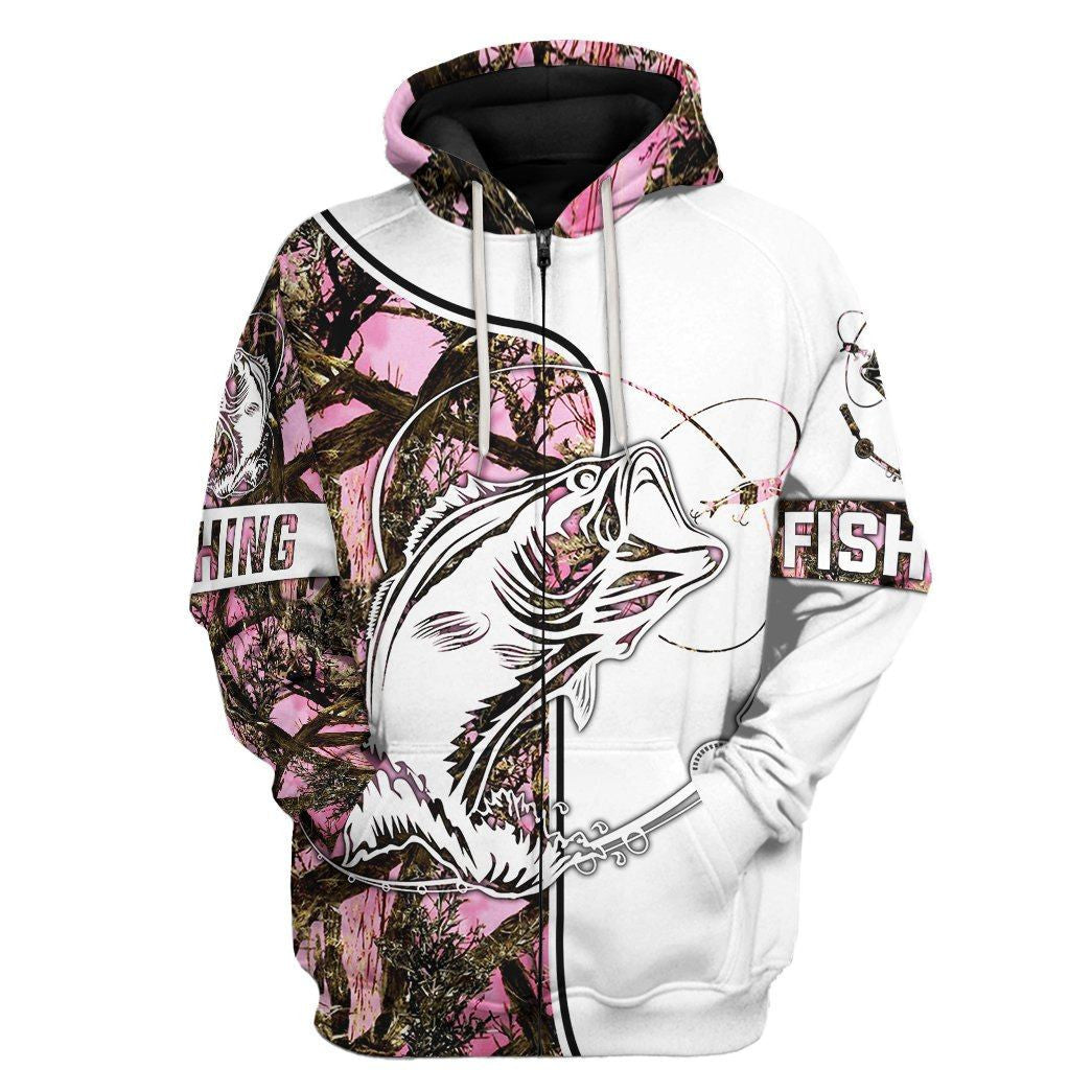 Pink Fishing Couple Hoodie Apparel