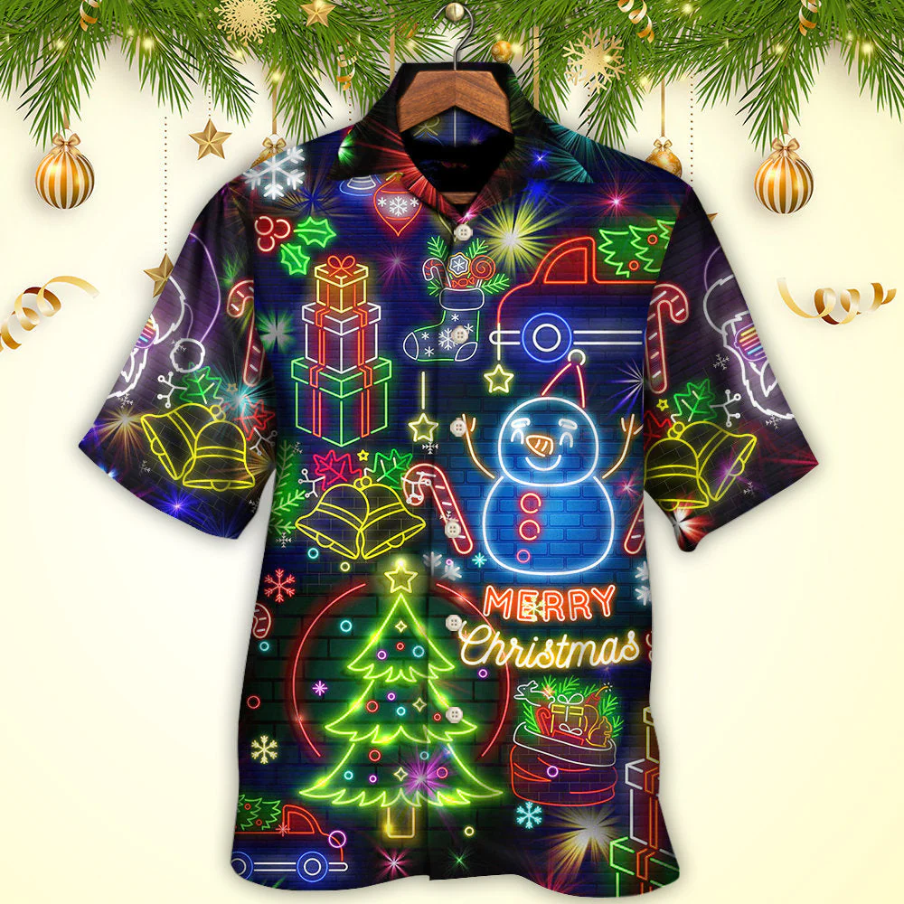 Christmas Bright Neon Lighting Hawaiian Shirt