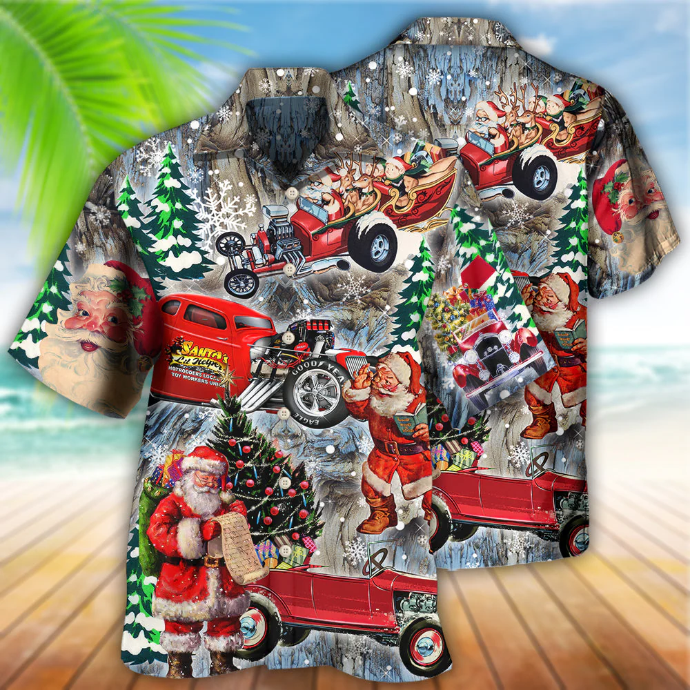 Hot Rod Merry Christmas Funny Hawaiian Shirt