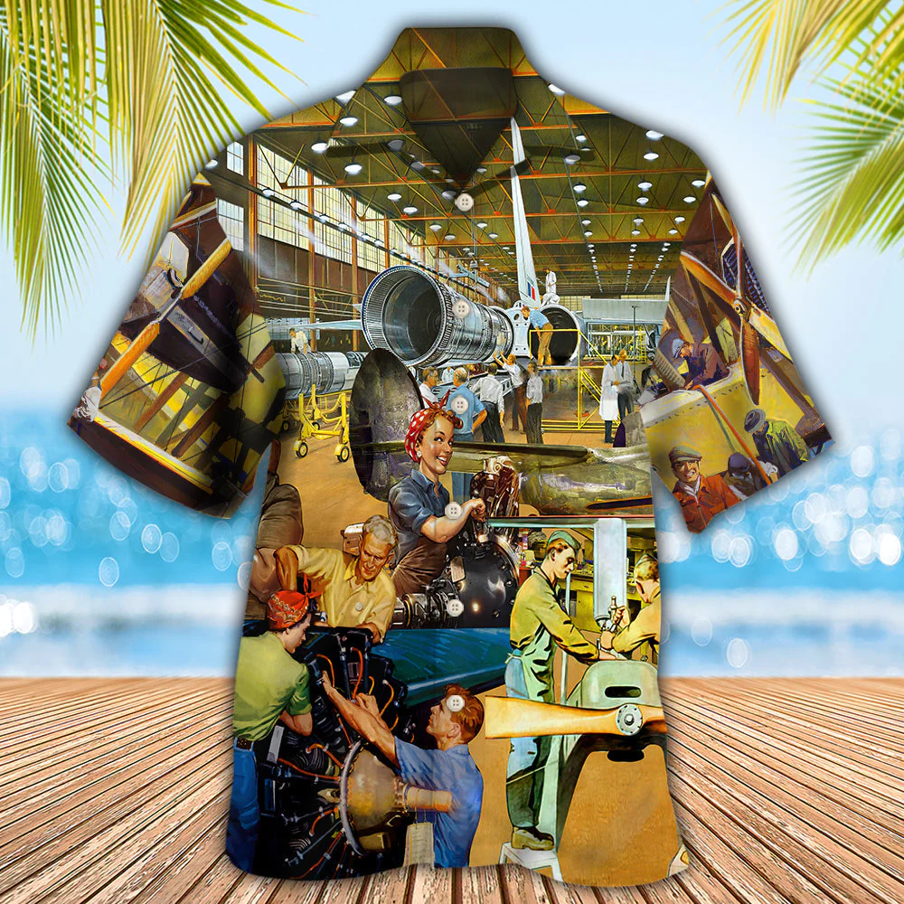 Aircraft Mechanic Style Hawaiian Shirt