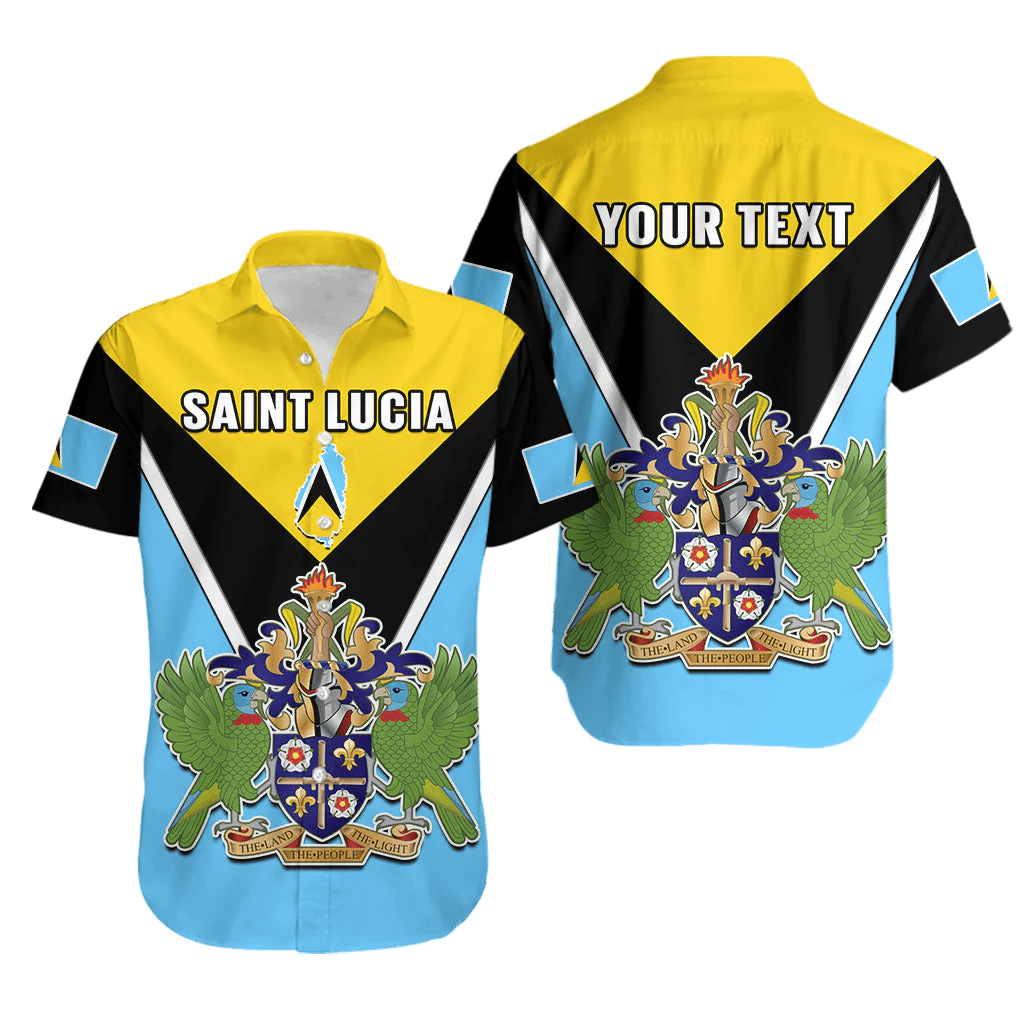 (Custom Personalised) Saint Lucia Hawaiian Shirt Happy 44 Years Of Independence LT14