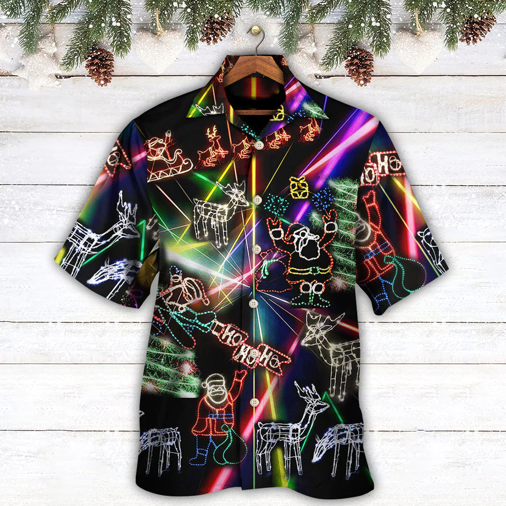 Christmas Tree Neon Art And Snowman Hawaiian Shirt