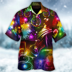 Christmas Dancing Santa Claus Tree Snowman Neon Light Style Hawaiian Shirt