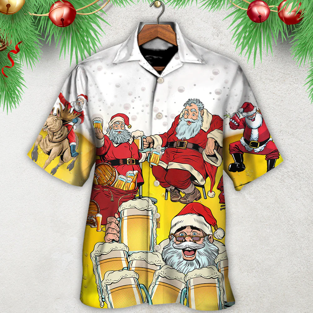 Christmas Santa I Want More Beer Hawaiian Shirt