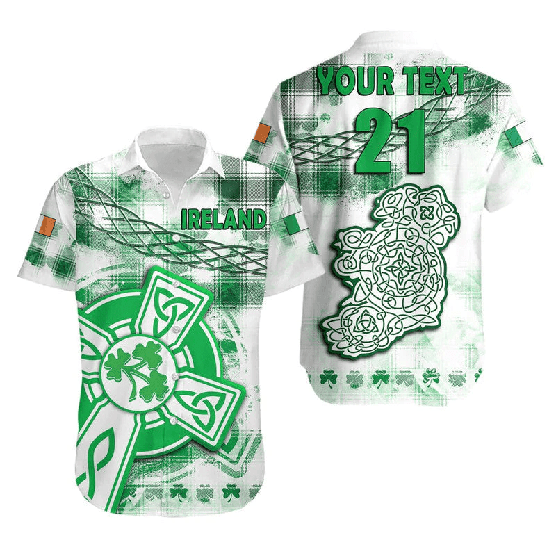 (Custom Personalised And Number) Ireland Cross Cricket Team Hawaiian Shirt Celtic Irish Green Pattern Unique LT9