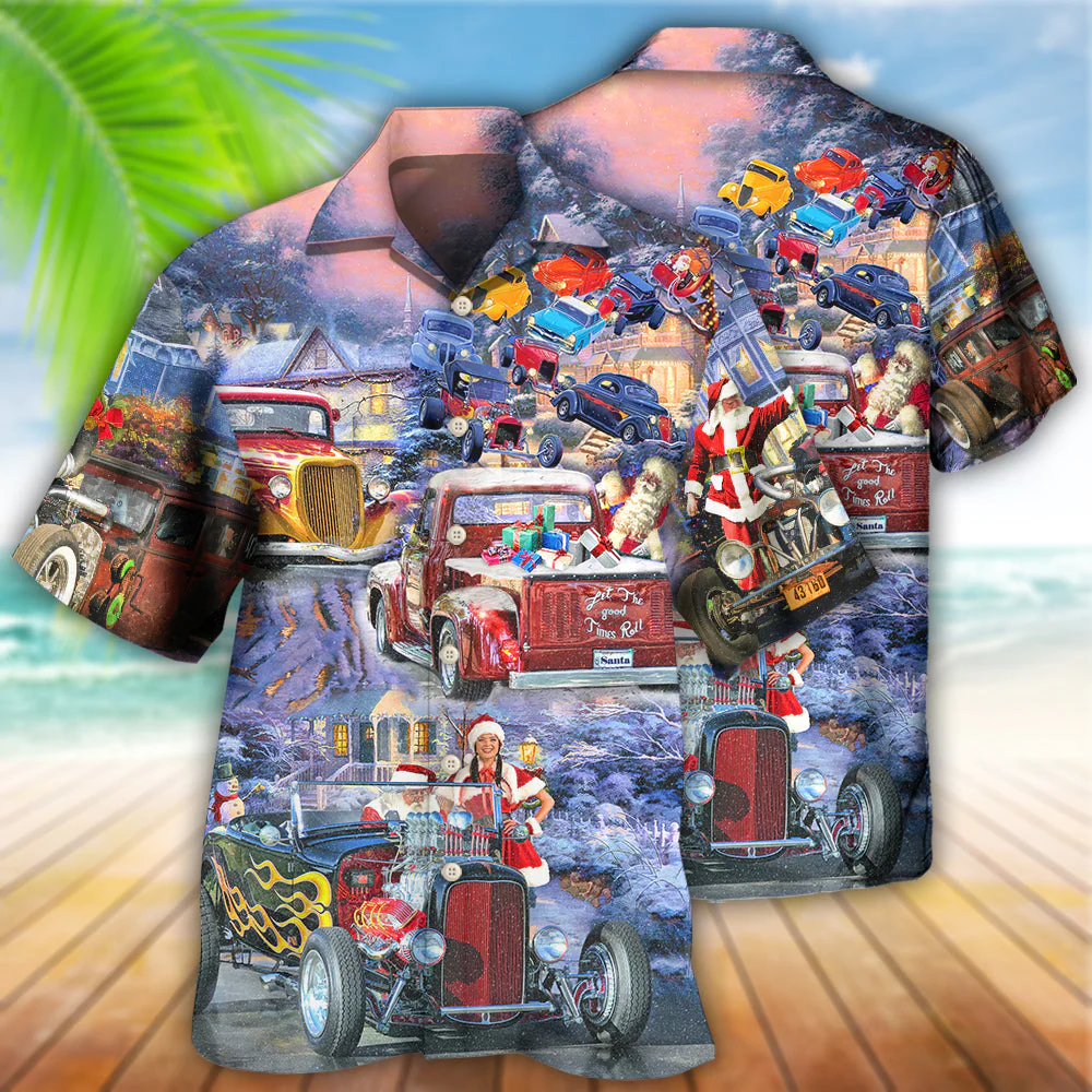 Hot Rod Merry Christmas Snow Hawaiian Shirt