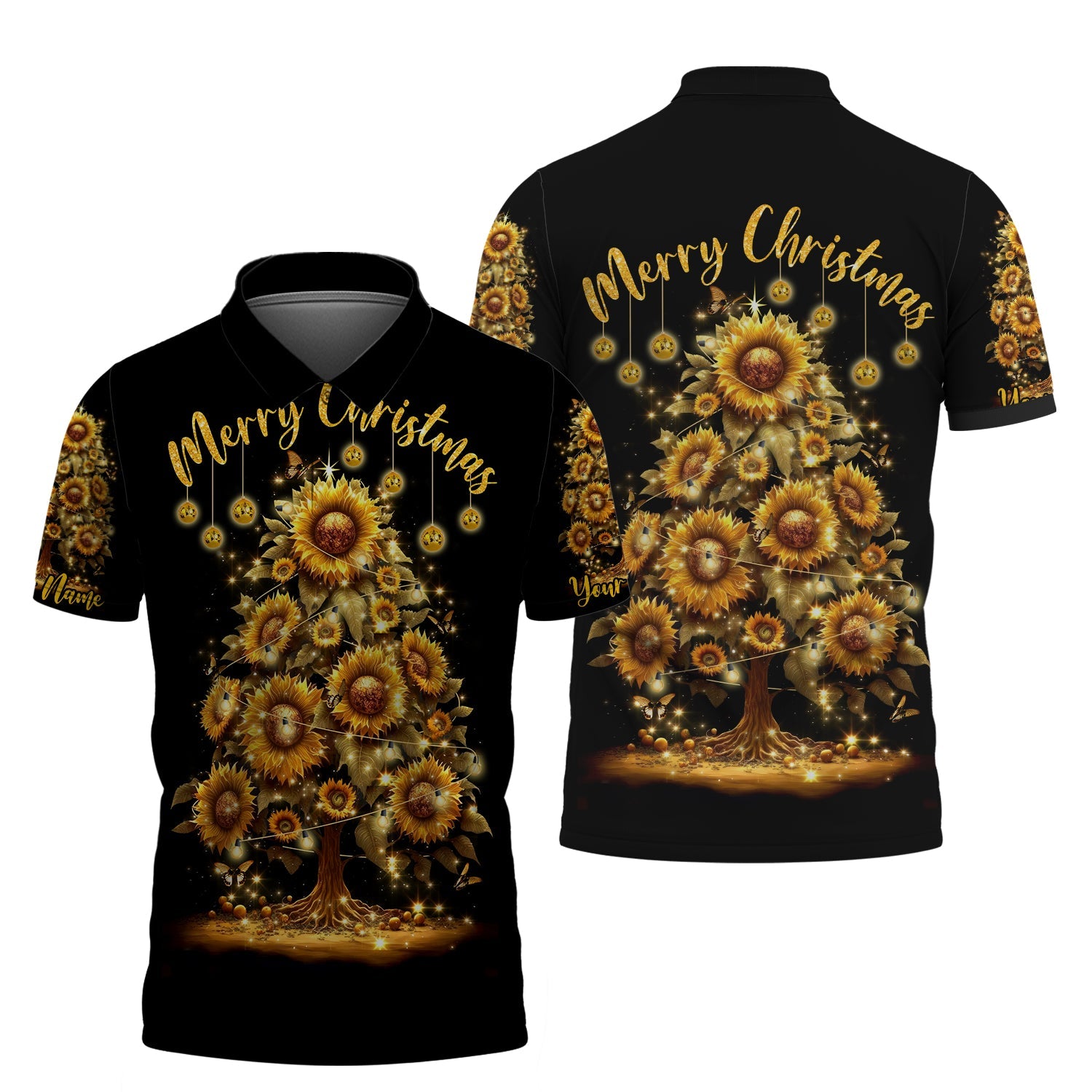 Custom Unisex Shirt, Merry Christmas, Christmas Tree, Sunflower Shirt, Christmas Hoodie, Shirt For Christmas