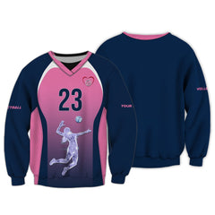 Woman Shirt, Custom Name and Number Volleyball Shirt, Volleyball Hoodie, Volleyball Team T-Shirt, Gift for Volleyball Players