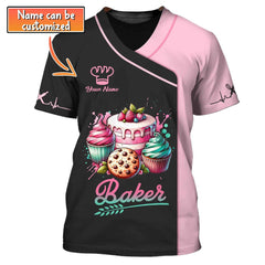 Woman Shirt, Custom Name Baker Shirt, Bakery Uniform Shirt, Bakery Chef, Baking Lovers Gift