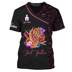 Woman Shirt, Custom Name Nail Artist Shirt, Nail Hustler, Nail Salon T-Shirt