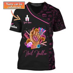 Woman Shirt, Custom Name Nail Artist Shirt, Nail Hustler, Nail Salon T-Shirt