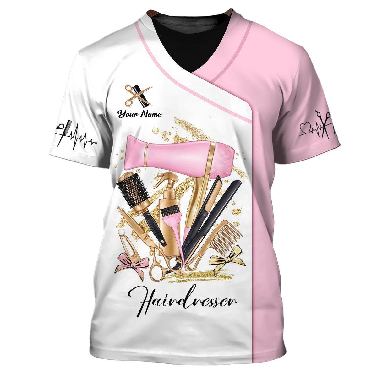 Woman Shirt, Custom Name Hairdresser Shirt, Hairstylist Apparel, T-Shirt For Barber Shop