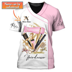 Woman Shirt, Custom Name Hairdresser Shirt, Hairstylist Apparel, T-Shirt For Barber Shop