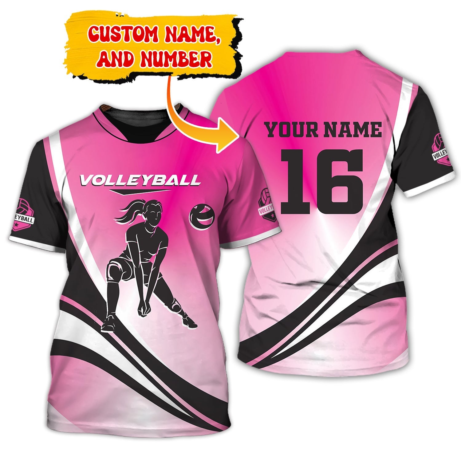 Woman Shirt, Custom Name and Number Volleyball Shirt, T-Shirt for Volleyball Club, Gift for Volleyball Players