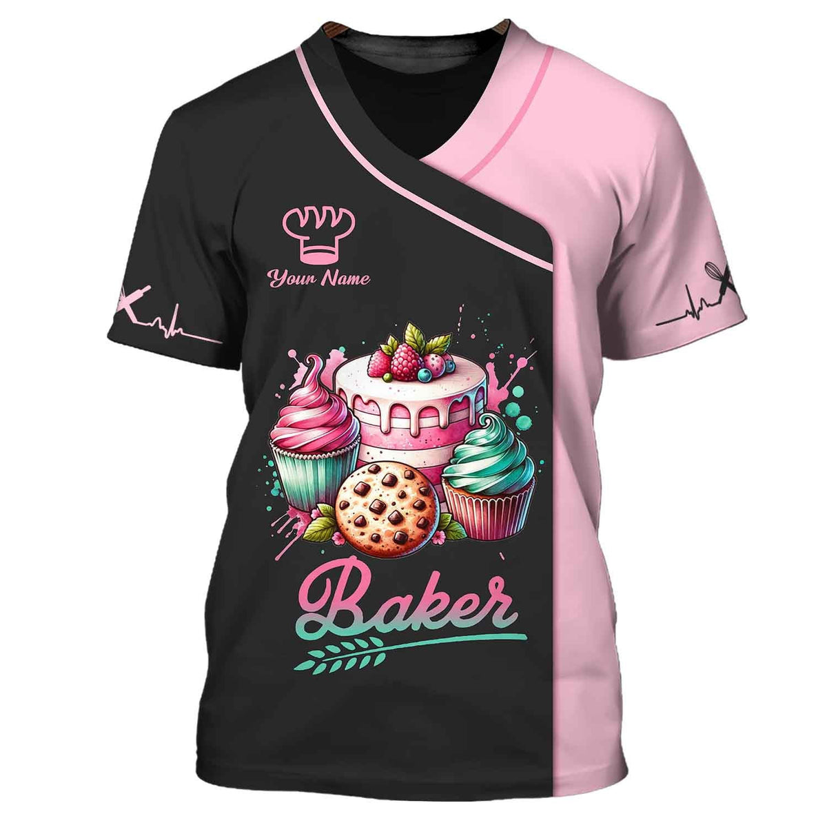 Woman Shirt, Custom Name Baker Shirt, Bakery Uniform Shirt, Bakery Chef, Baking Lovers Gift