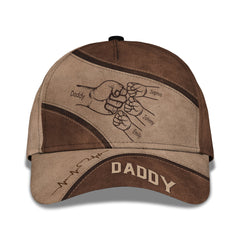 Personalized Classic Cap - Outline Fist Bump Daddy - Father's Day Gift For Dad Grandpa Husband