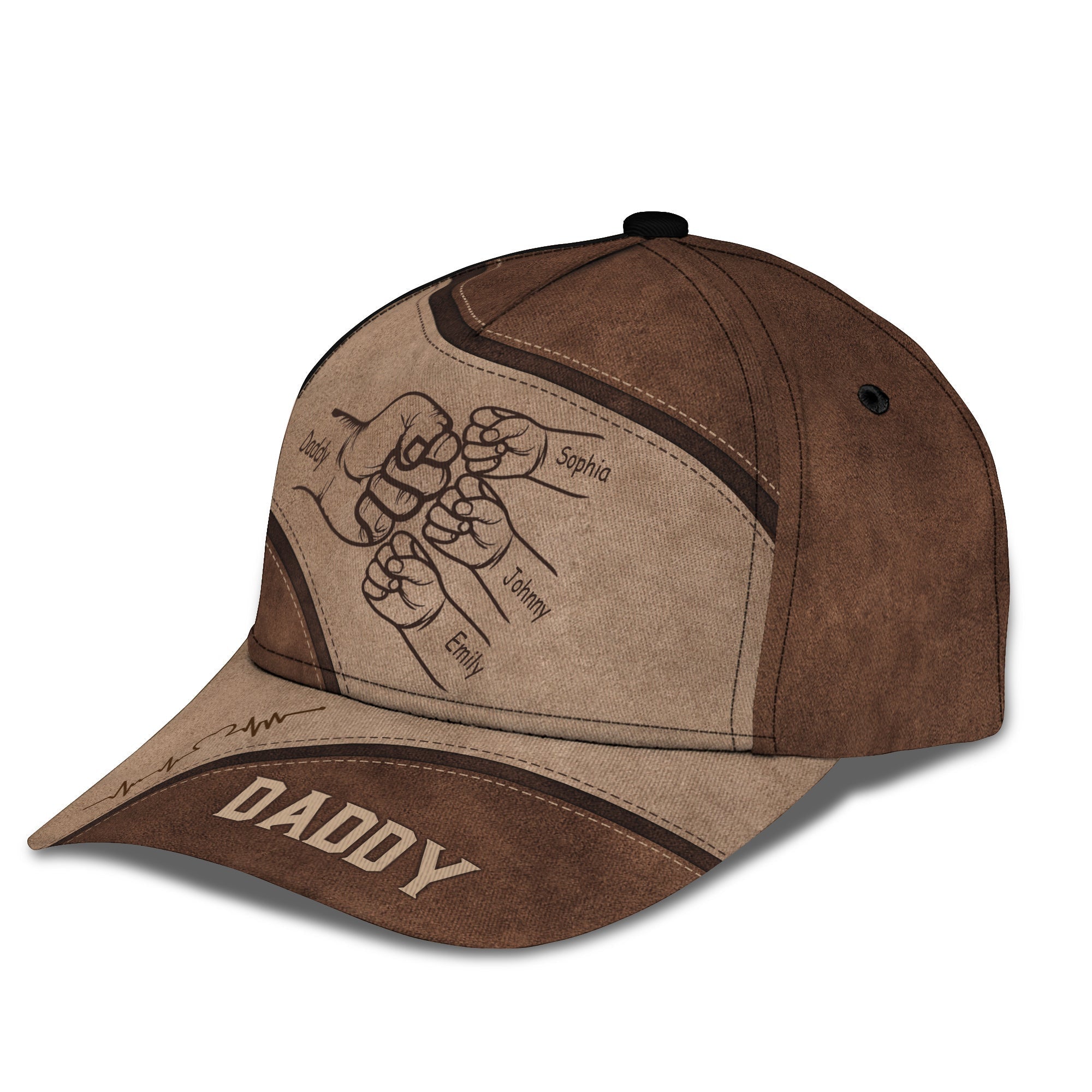 Personalized Classic Cap - Outline Fist Bump Daddy - Father's Day Gift For Dad Grandpa Husband