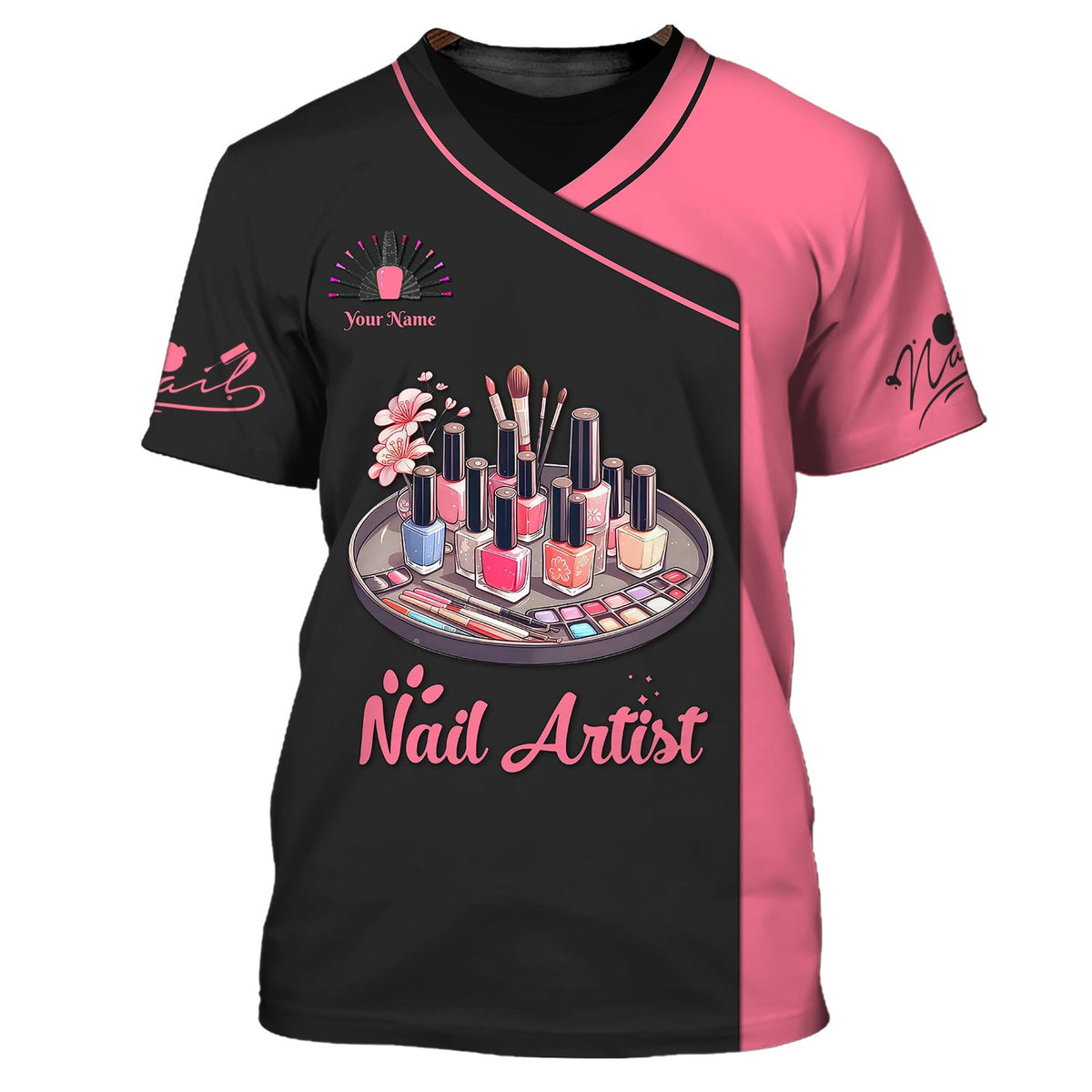 Woman Shirt, Custom Name Nail Artist Shirt, Nail Artist Hoodie Polo Long Sleeve, Gift for Nail Artists