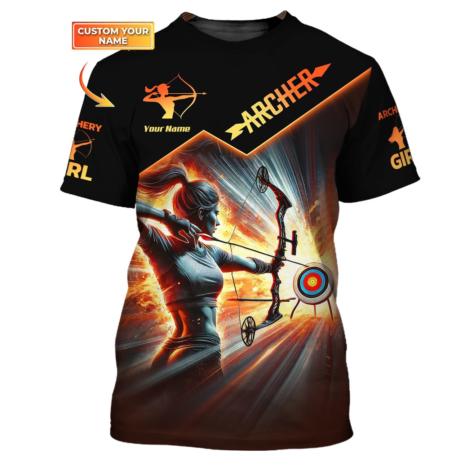 Woman Shirt, Custom Name Archer Shirt, Archery Girl, Shirt for Archery Lovers