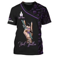 Woman Shirt, Custom Name Nail Artist Shirt, Nail Hustler, Nail Salon T-Shirt