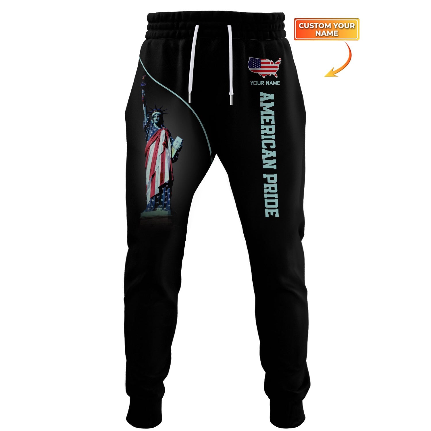 Unisex Clothing, Custom Jogger, American Pride Jogger Pants, Independence Day, Statue of Liberty Apparel