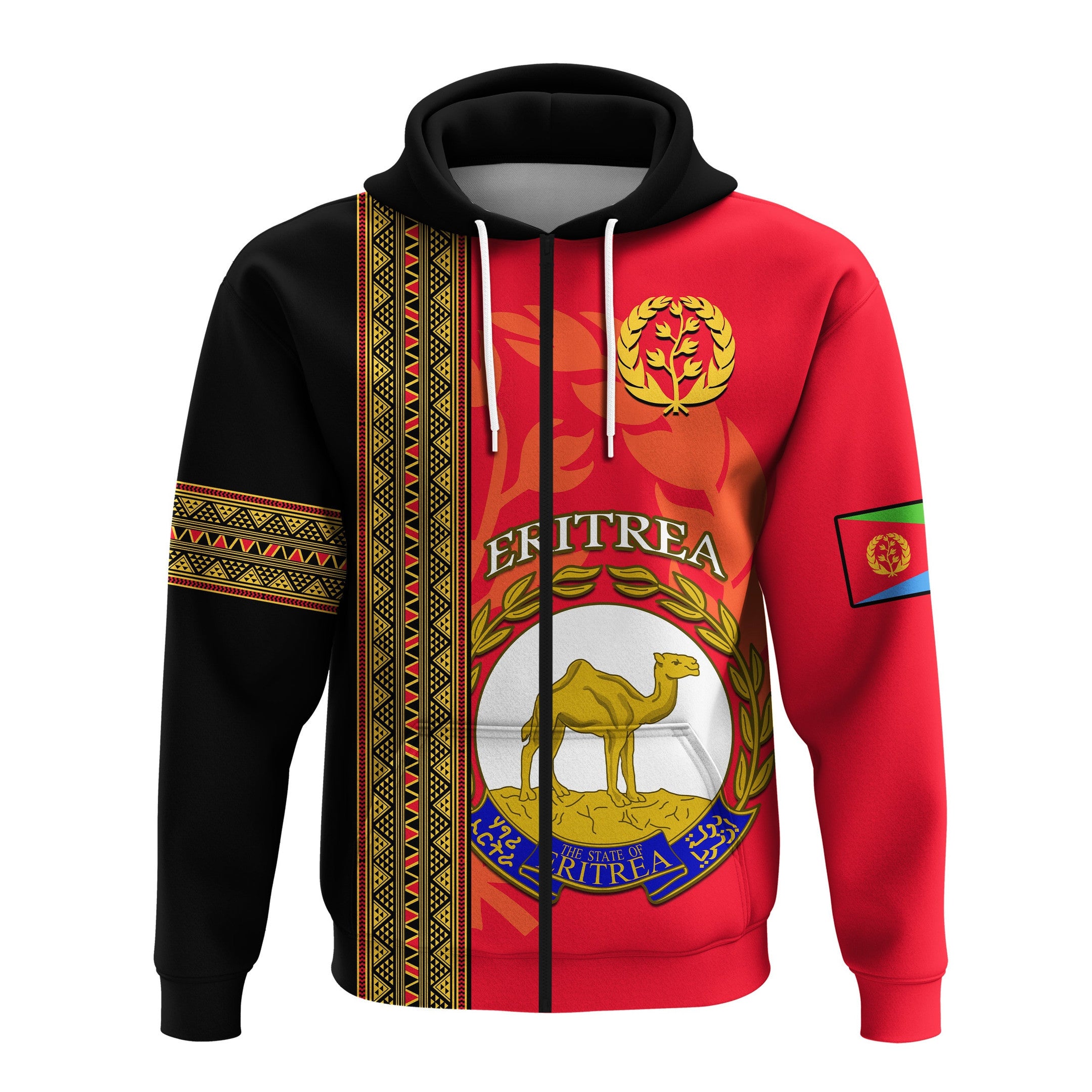 Customized Eritrea Hoodie African Pattern Happy Independence Day Version Black