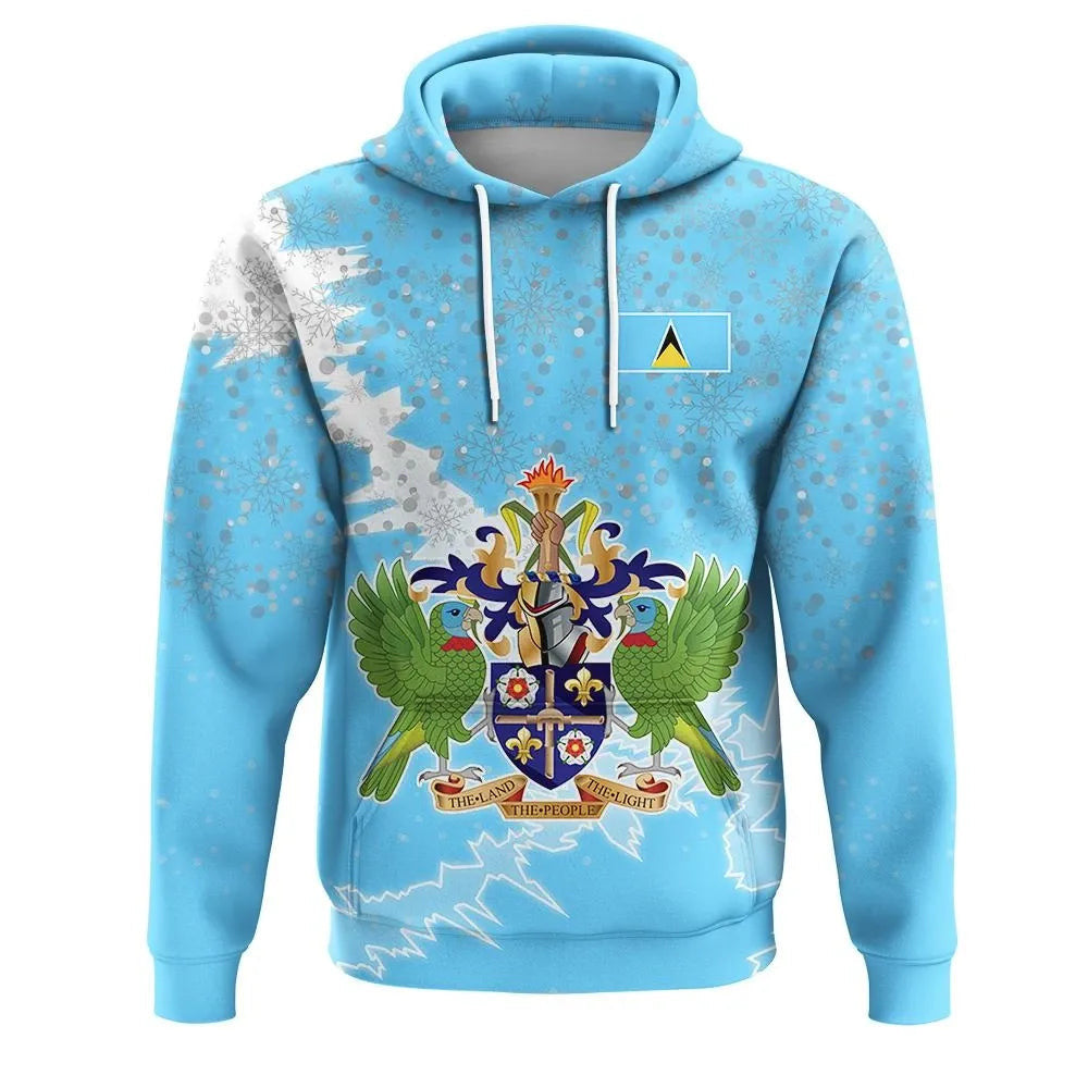 Saint Lucia Christmas 3D Hoodie Coat Of Arms X Style8