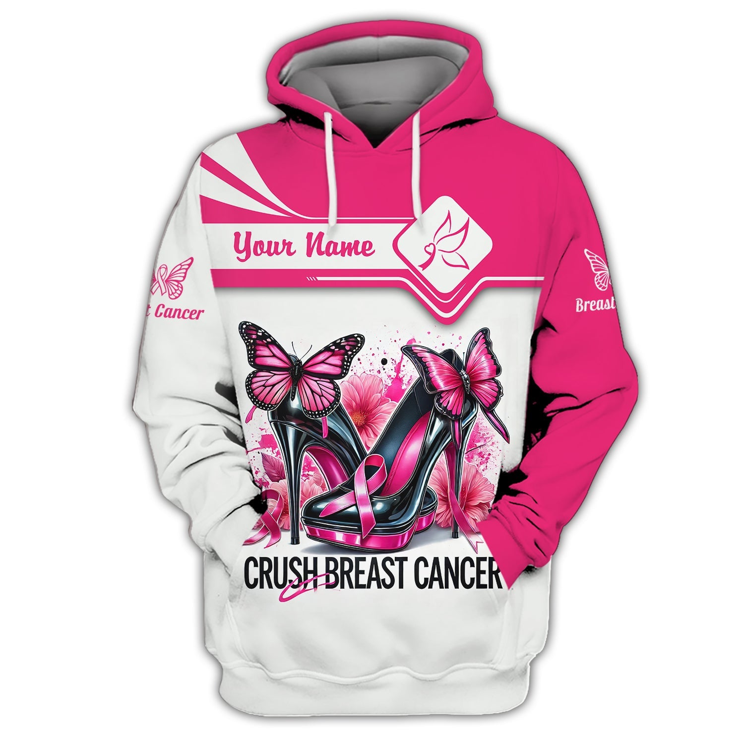 3D Full Print Crush Breast Cancer T-Shirts Personalized Name Gift For Cancer Survivor